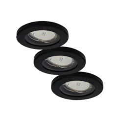 Lámparas empotrables LED para baño ELC Delfan, 3 unidades, negro
