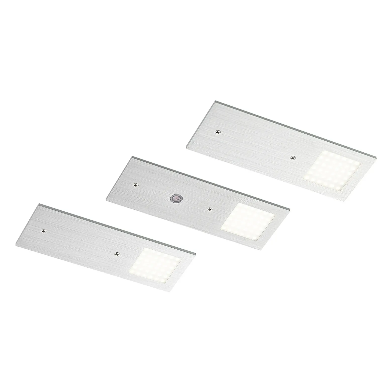 lámparas LED bajo mueble Arcchio Nortra, juego de 3, gris, color aluminio