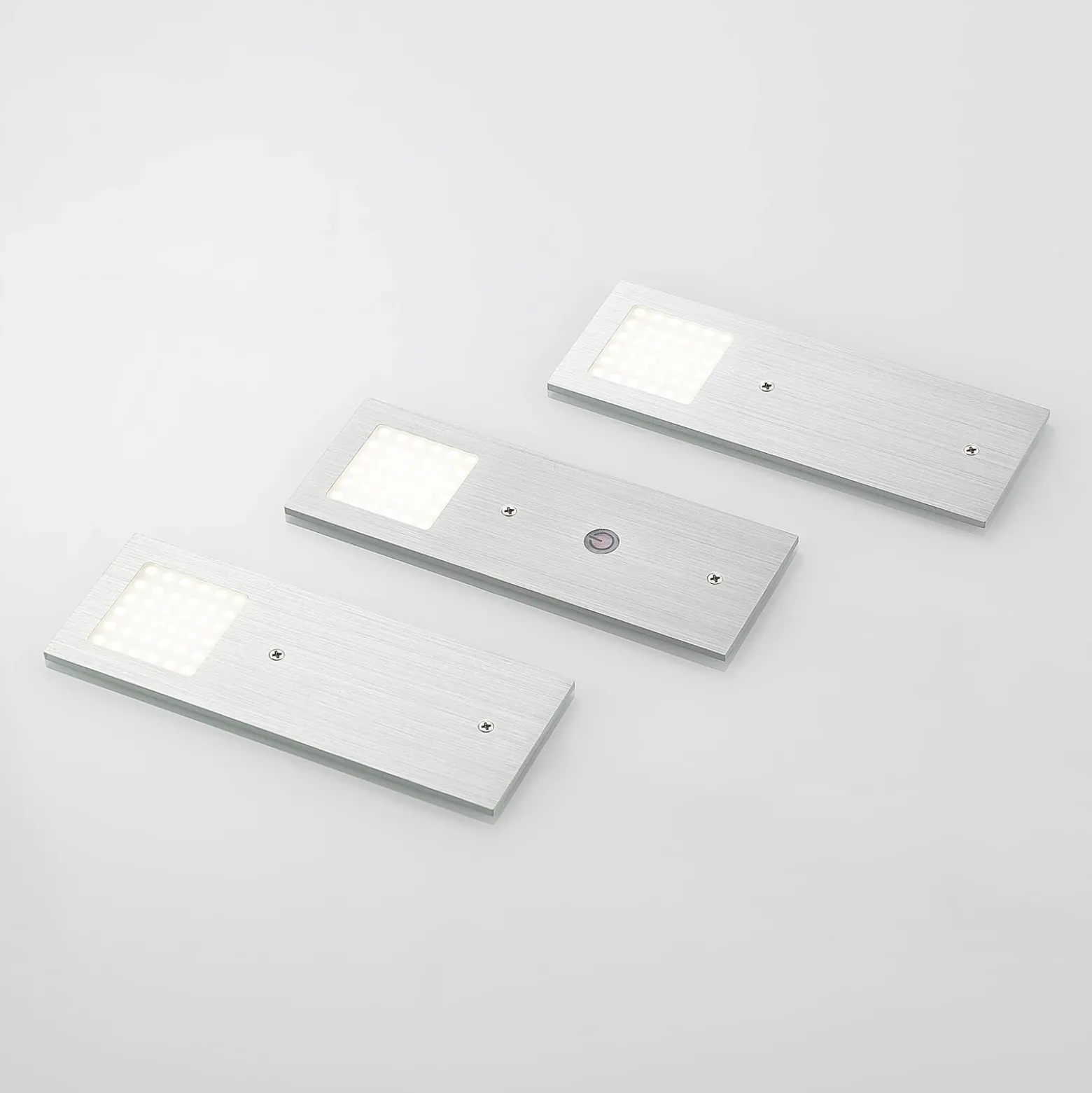 lámparas LED bajo mueble Arcchio Nortra, juego de 3, gris, color aluminio