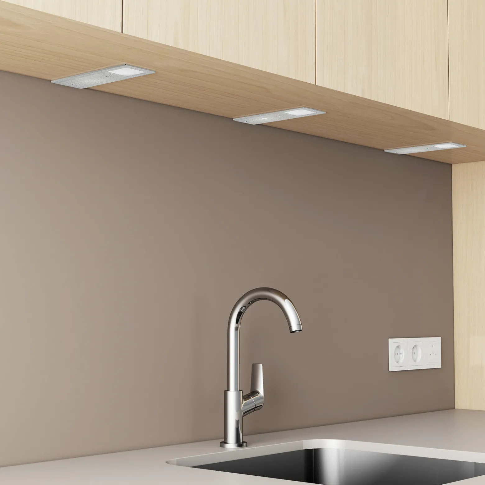 lámparas LED bajo mueble Arcchio Nortra, juego de 3, gris, color aluminio