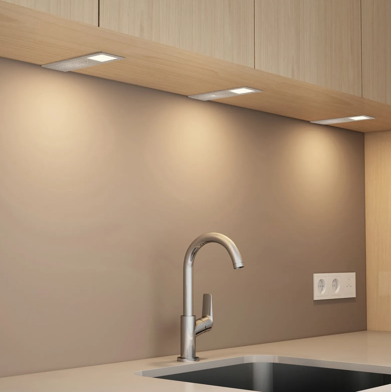 lámparas LED bajo mueble Arcchio Nortra, juego de 3, gris, color aluminio