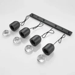 Lucande Amielle lámpara colgante, 4 luces, negro