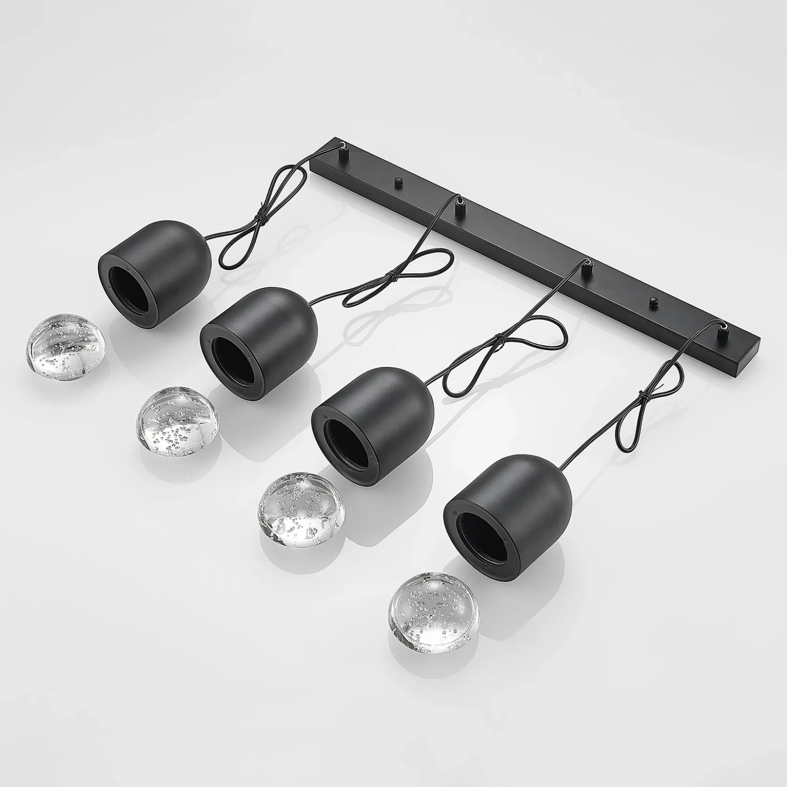Lucande Amielle lámpara colgante, 4 luces, negro