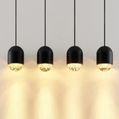 Lucande Amielle lámpara colgante, 4 luces, negro