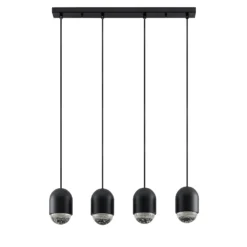 Lucande Amielle lámpara colgante, 4 luces, negro