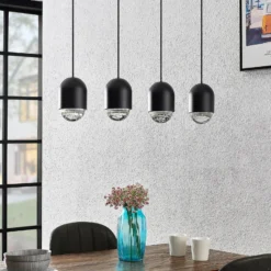 Lucande Amielle lámpara colgante, 4 luces, negro
