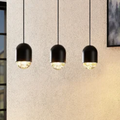 Lucande Amielle lámpara colgante, 3 luces, negro