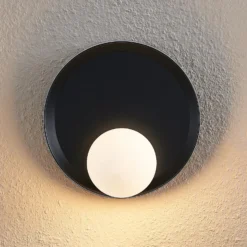 Lucande Andelina lámpara de pared, redondo, negro