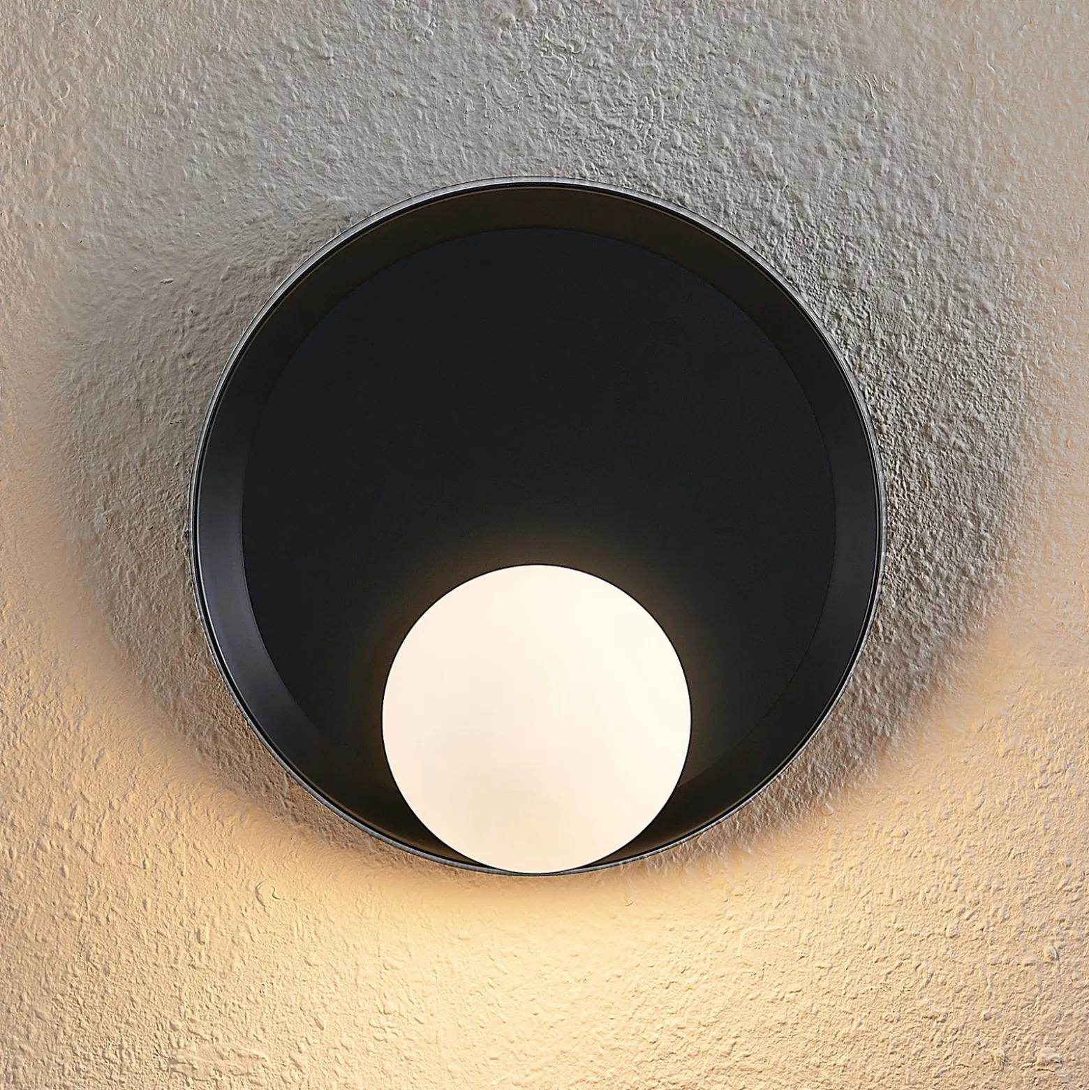 Lucande Andelina lámpara de pared, redondo, negro
