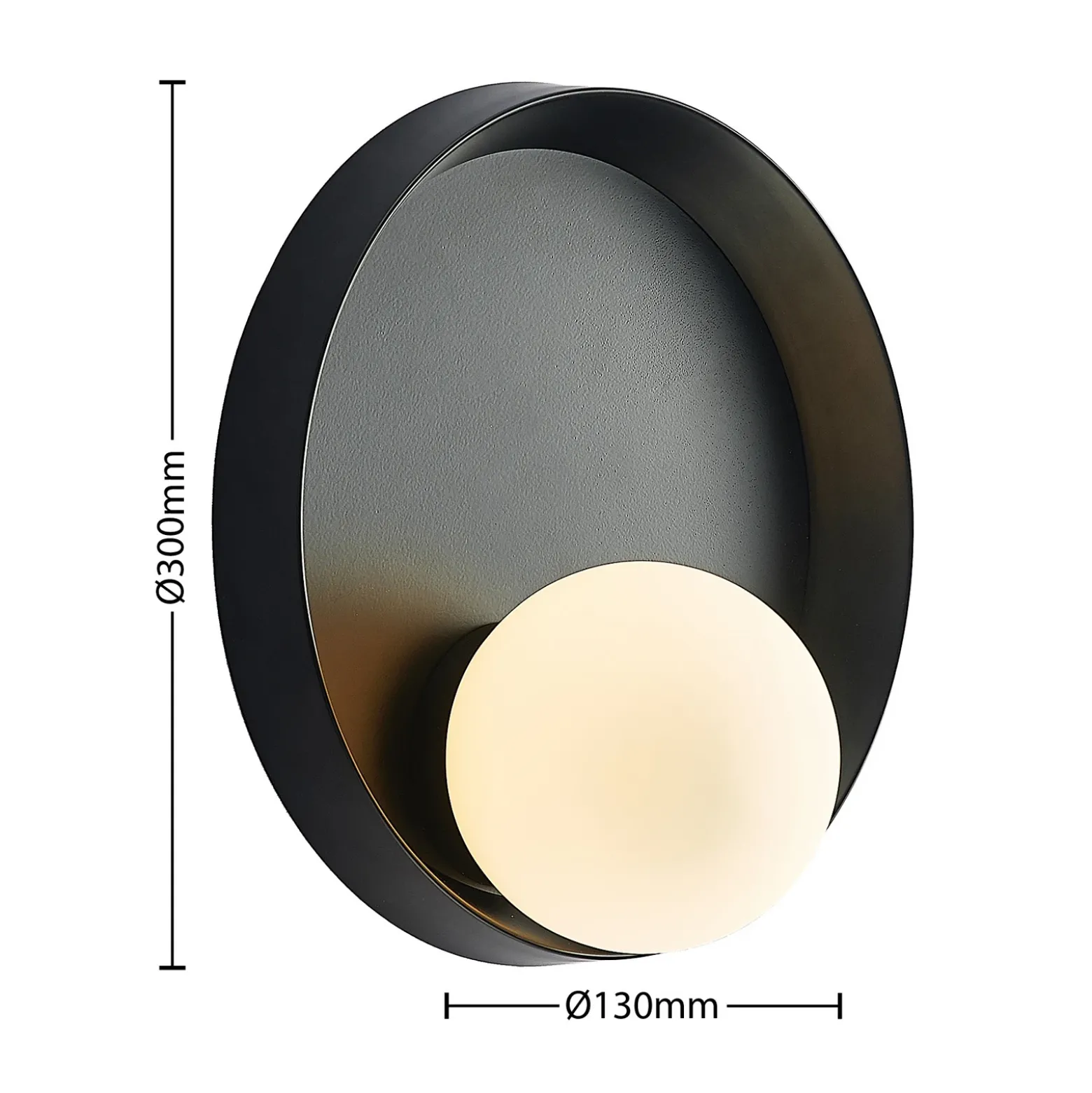 Lucande Andelina lámpara de pared, redondo, negro