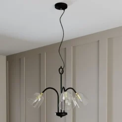 Lucande Anjita colgante pantallas vidrio, 3 luces