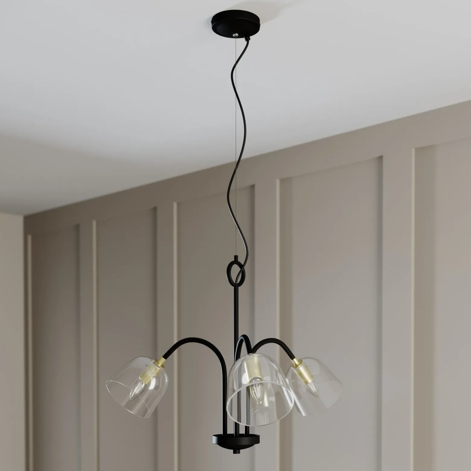 Lucande Anjita colgante pantallas vidrio, 3 luces