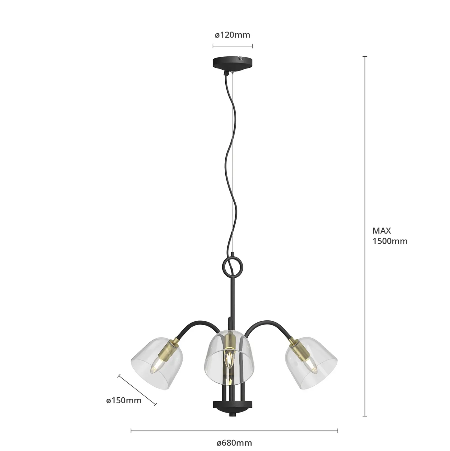 Lucande Anjita colgante pantallas vidrio, 3 luces