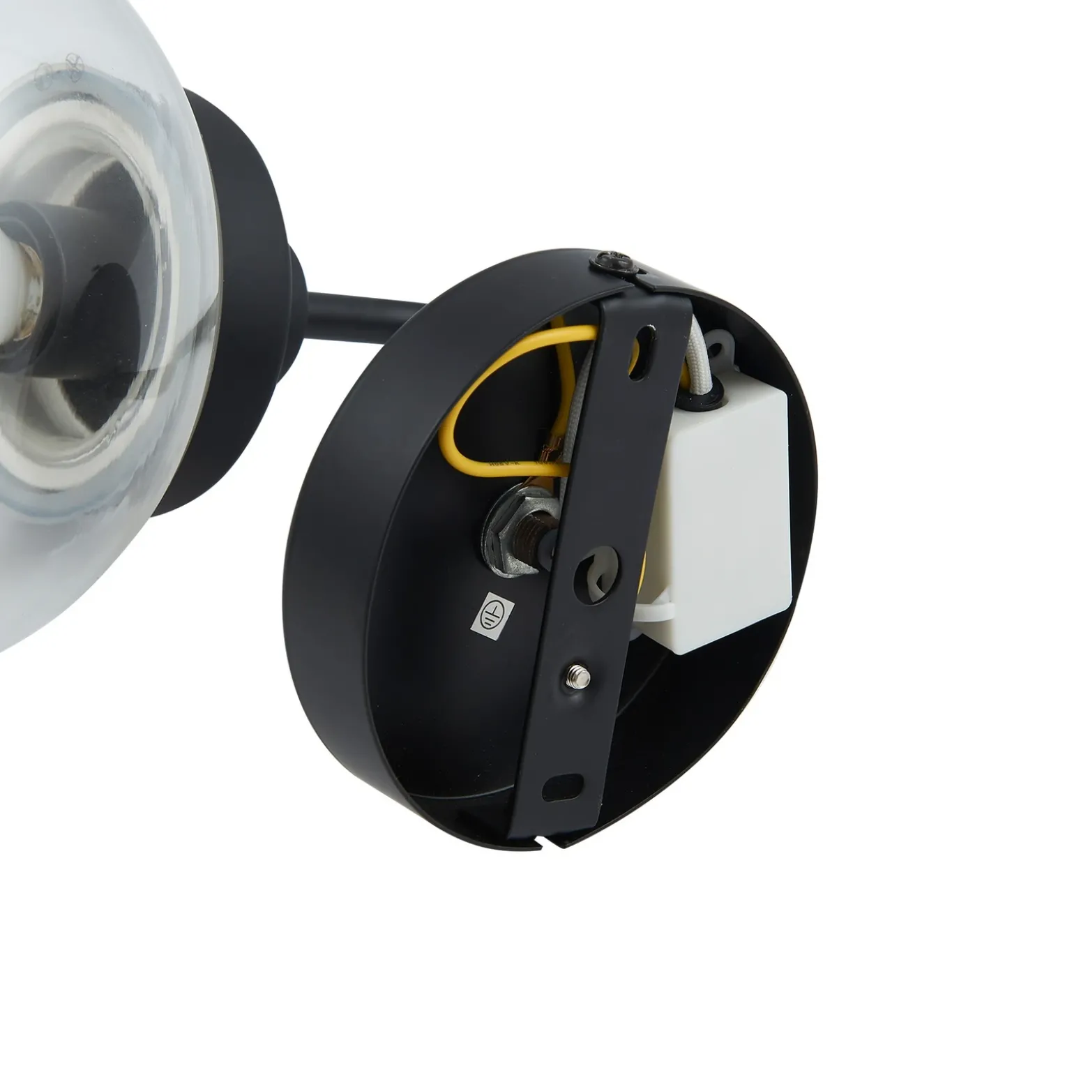 Lucande aplique de pared Badolo, negro, cristal, 25 cm de altura, IP44