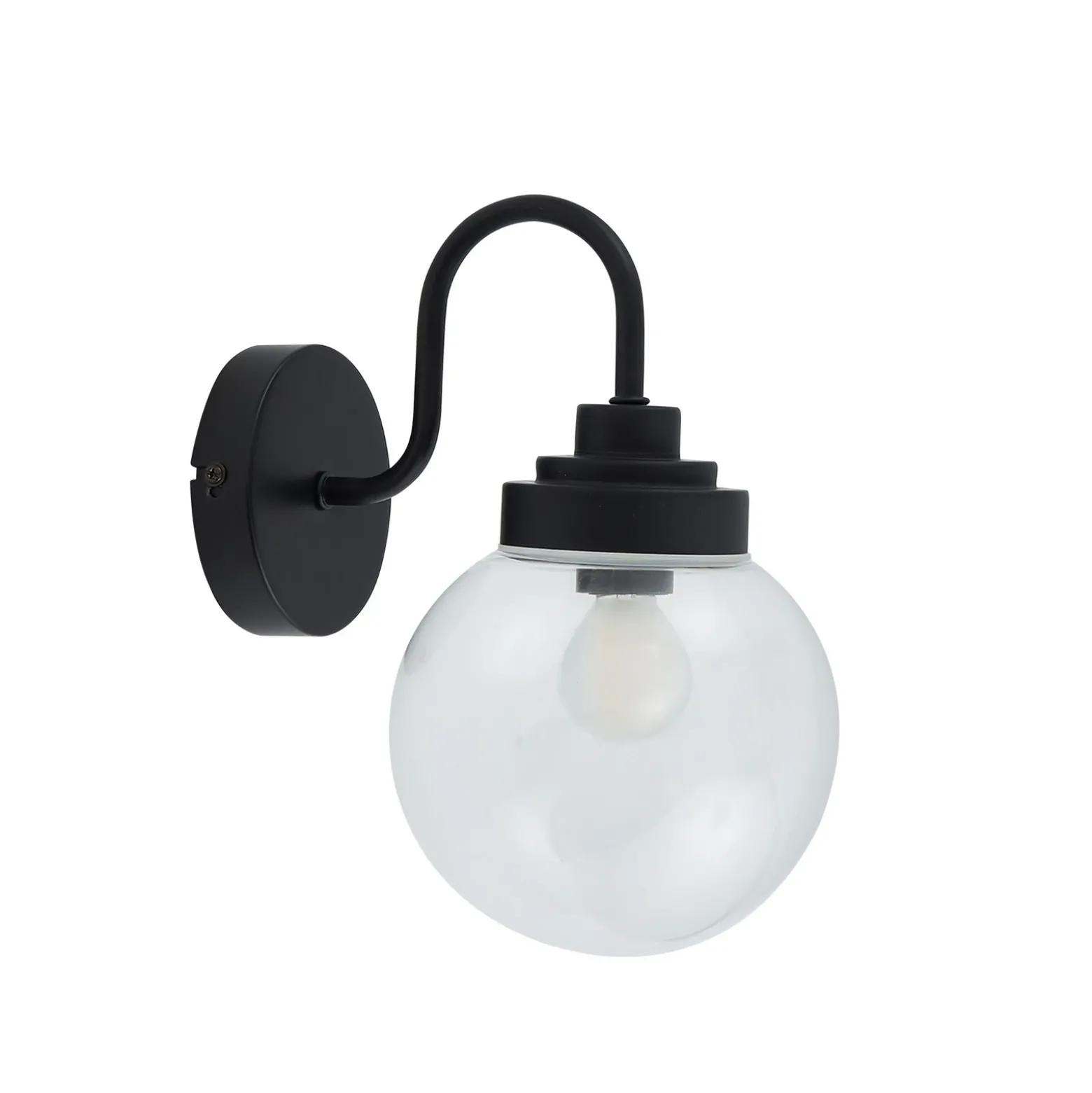 Lucande aplique de pared Badolo, negro, cristal, 25 cm de altura, IP44