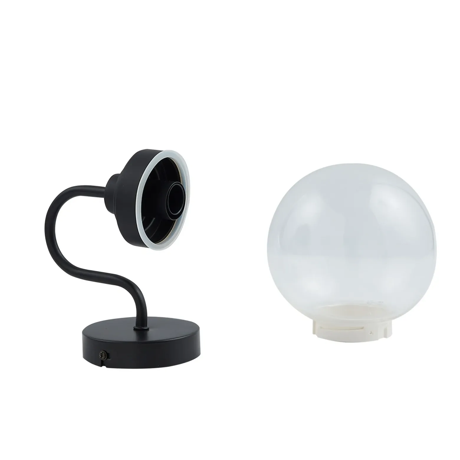 Lucande aplique de pared Badolo, negro, cristal, 25 cm de altura, IP44