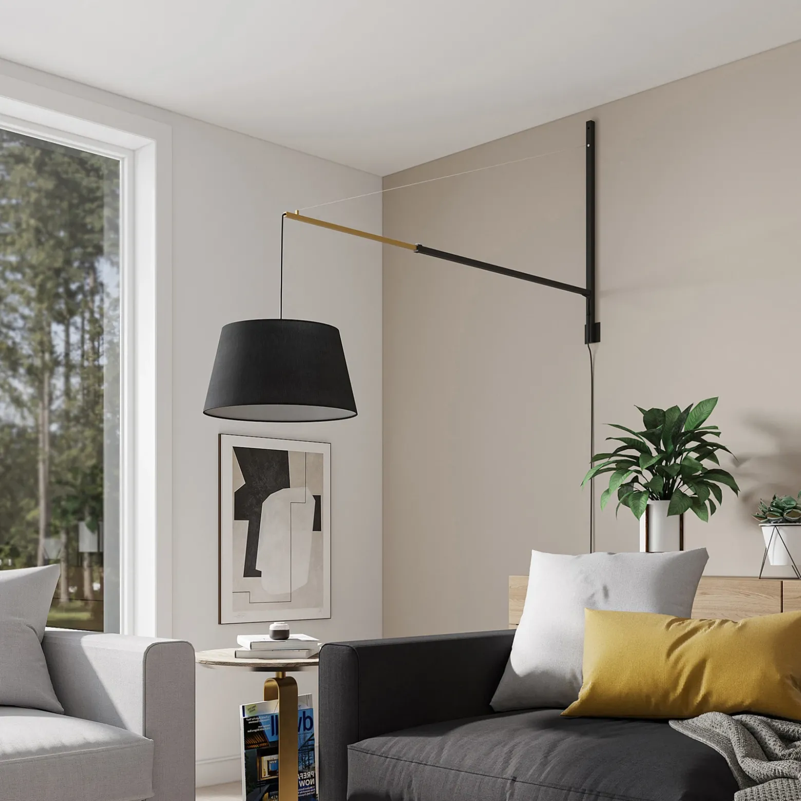 Lucande aplique de pared Beleza, altura 150 cm, extensible, textil