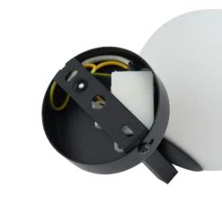 Lucande aplique de pared Bidolo, negro, cristal, Ø 12 cm, IP44