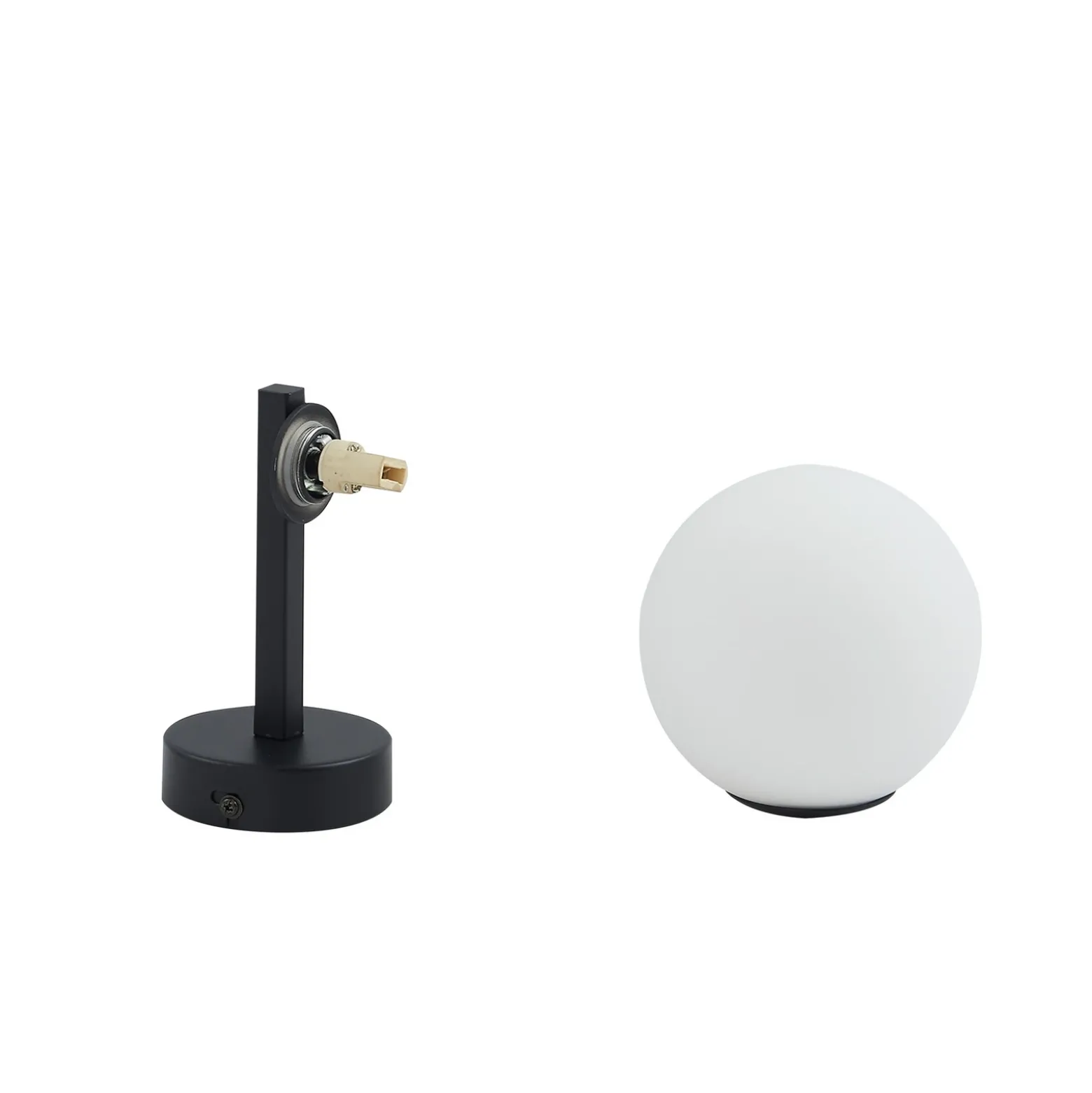 Lucande aplique de pared Bidolo, negro, cristal, Ø 12 cm, IP44