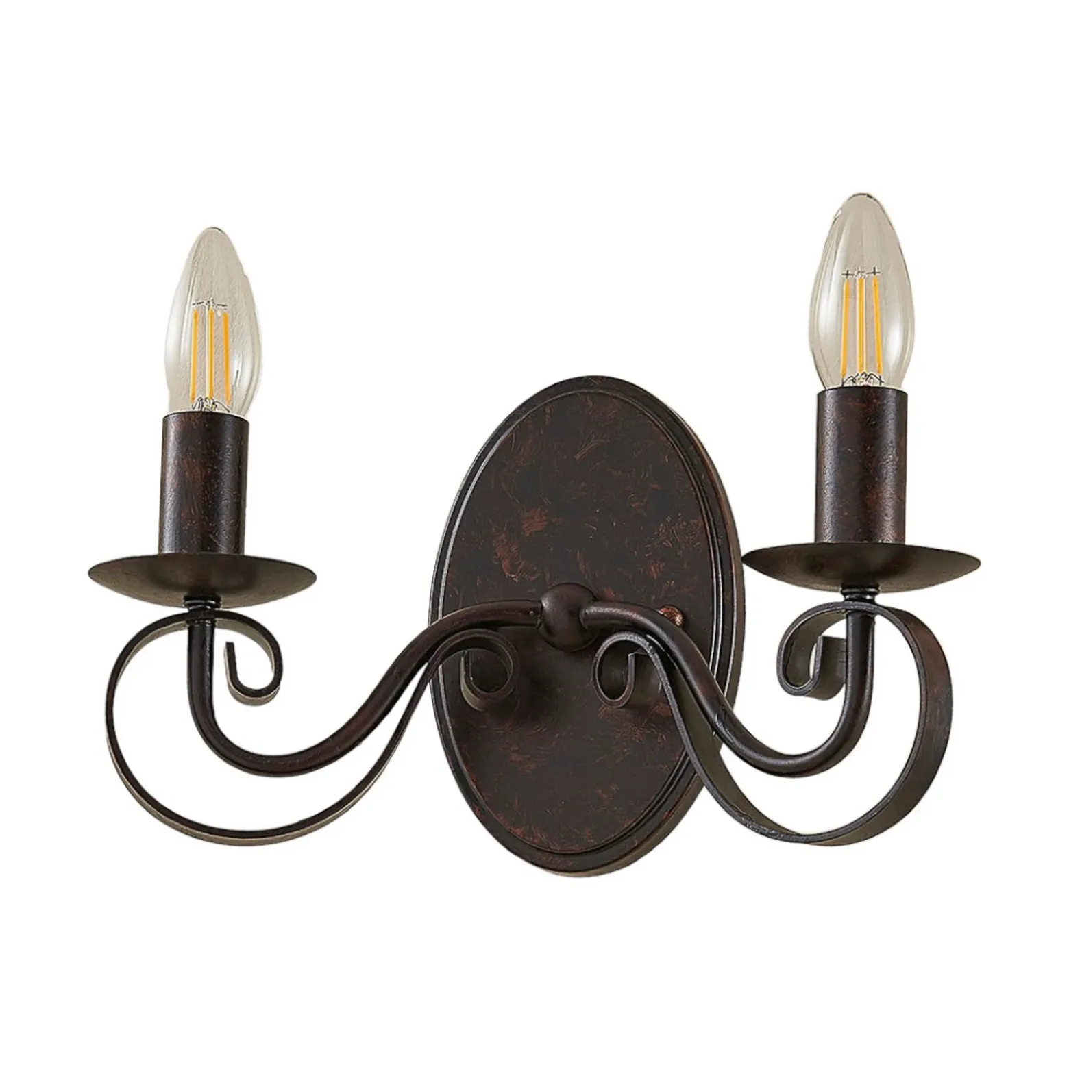 Lucande aplique de pared Caleb, 2 luces, color óxido, metal, E14