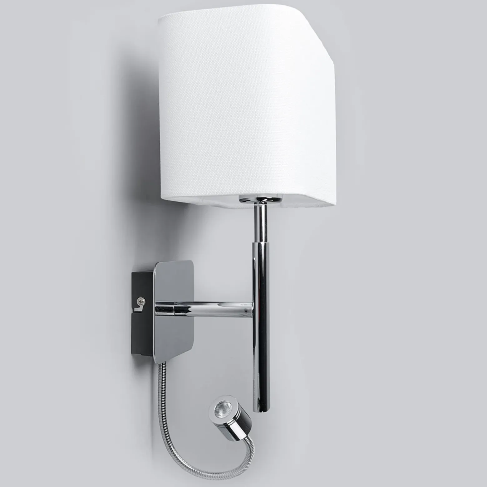 Lucande aplique de pared Jettka, altura 63 cm, brazo de lectura, textil