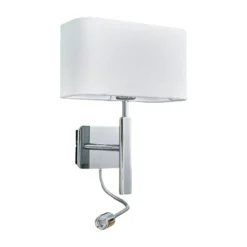 Lucande aplique de pared Jettka, altura 63 cm, brazo de lectura, textil