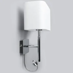 Lucande aplique de pared Jettka, altura 63 cm, brazo de lectura, textil