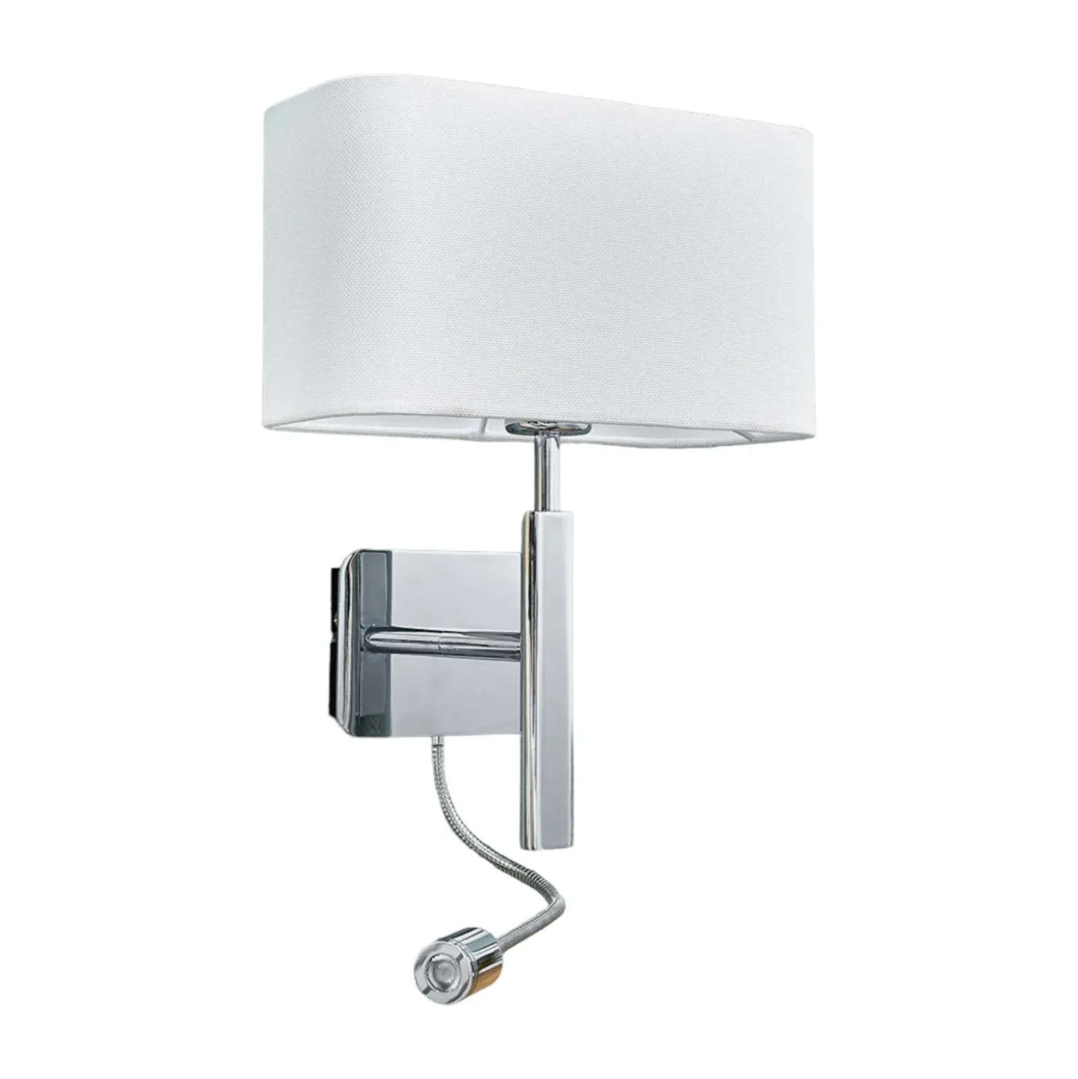 Lucande aplique de pared Jettka, altura 63 cm, brazo de lectura, textil