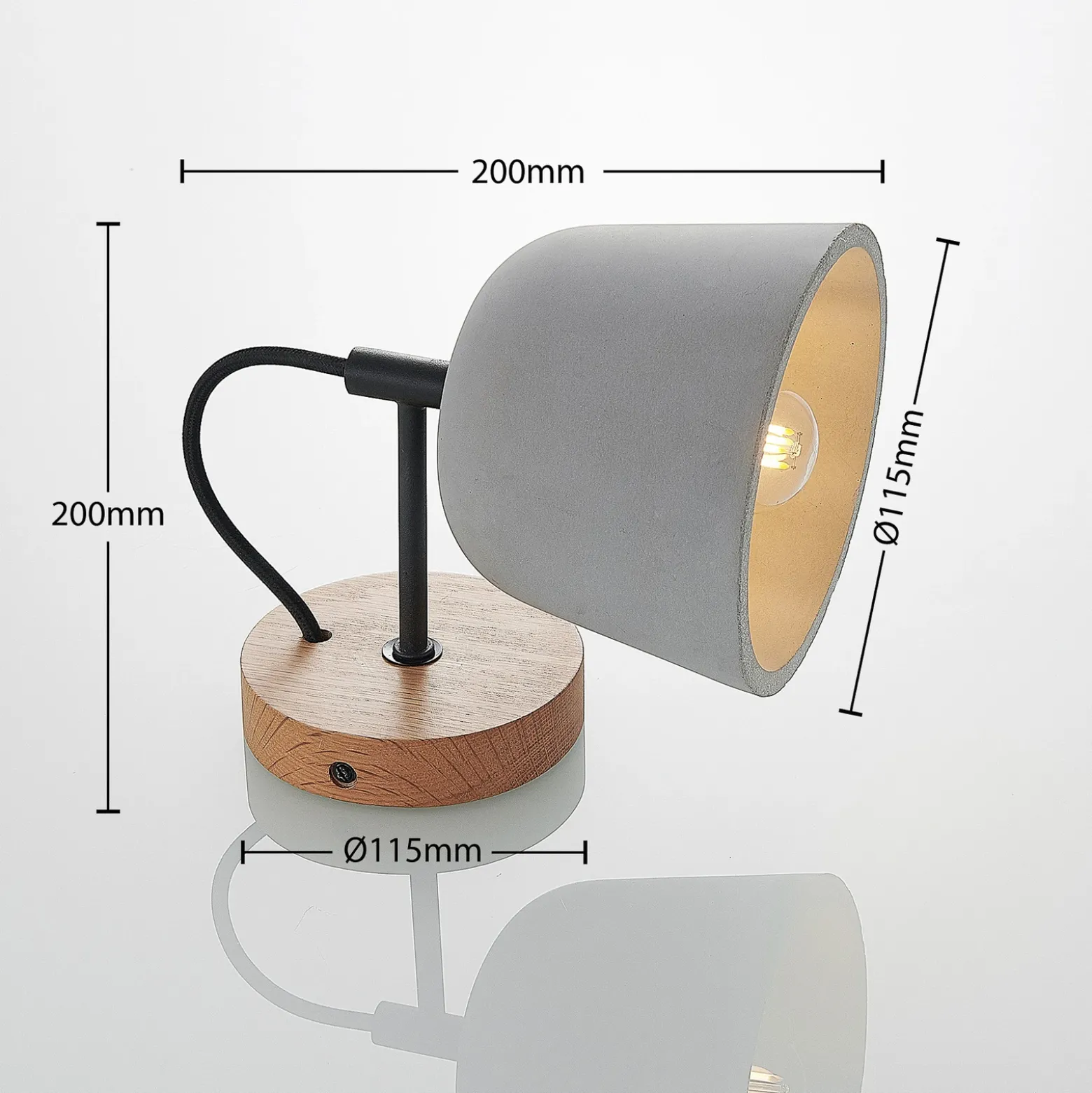 Lucande Aplique de pared Kalinda, juego de 2, gris, hormigón, E14