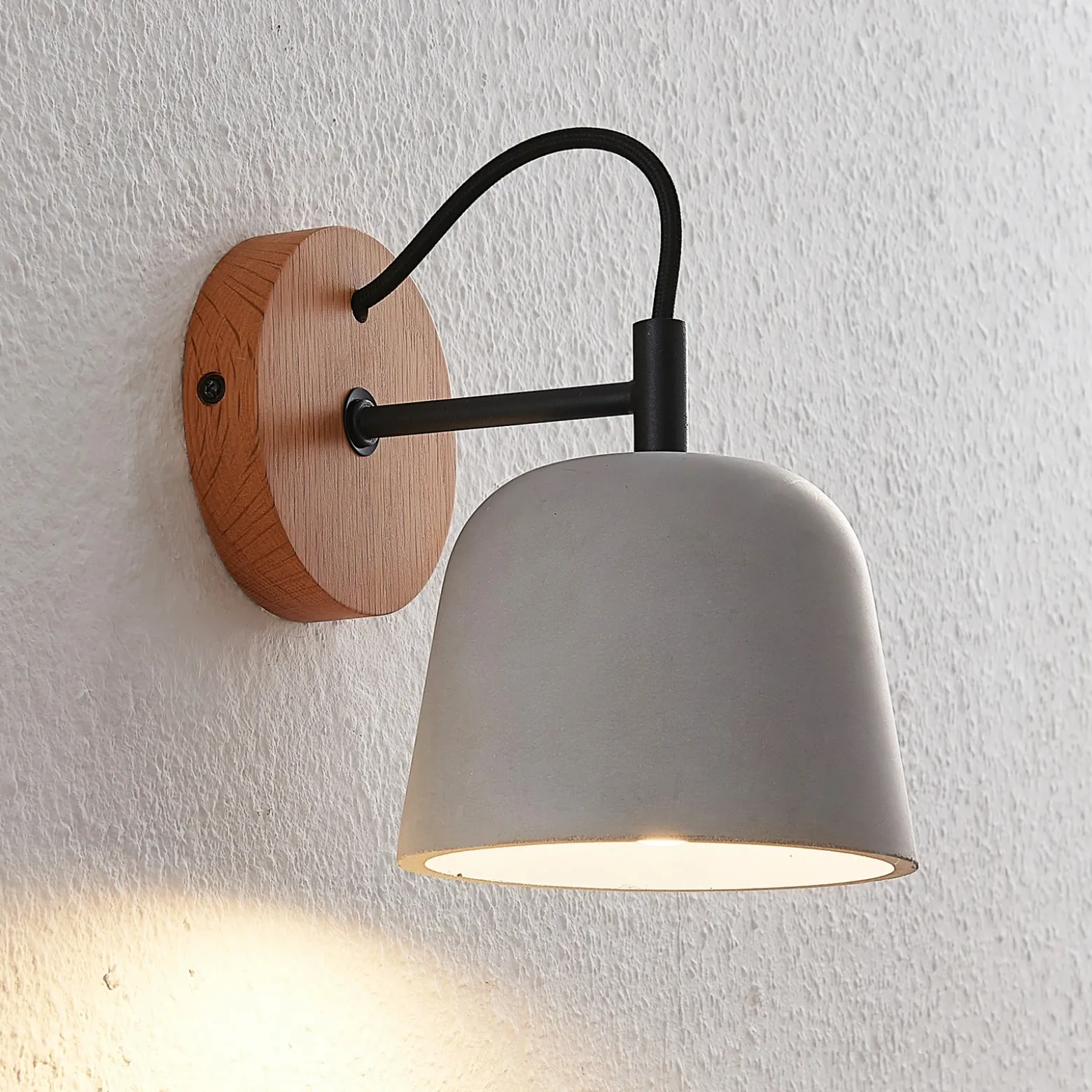 Lucande Aplique de pared Kalinda, juego de 2, gris, hormigón, E14