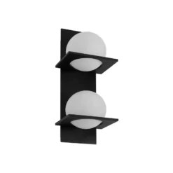 Lucande aplique de pared Kulka, 2 luces, negro, cristal, G9