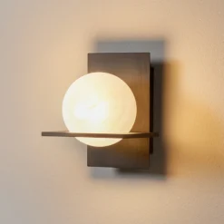 Lucande aplique de pared Kulka, 1 luz, negro, cristal, G9
