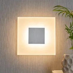 Lucande Aplique de pared LED Berlind, 26 cm, blanco, cristal, metal