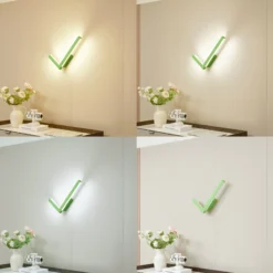 Lucande aplique de pared LED Check, verde, metal, CCT, atenuable