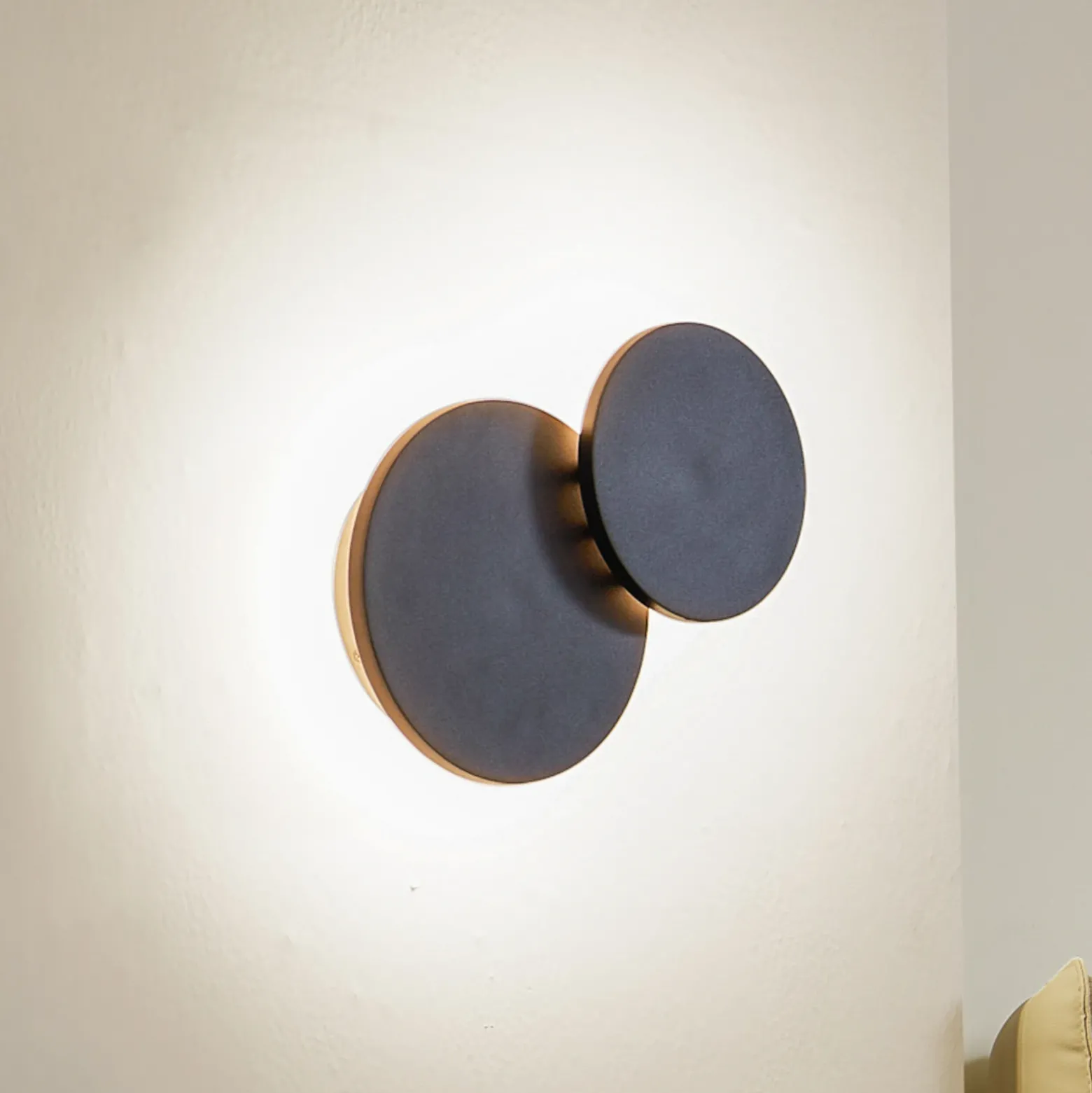 Lucande Aplique de pared LED Elrik, negro, 20 cm de altura, metal