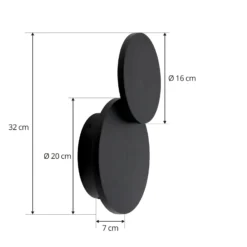 Lucande Aplique de pared LED Elrik, negro, 20 cm de altura, metal