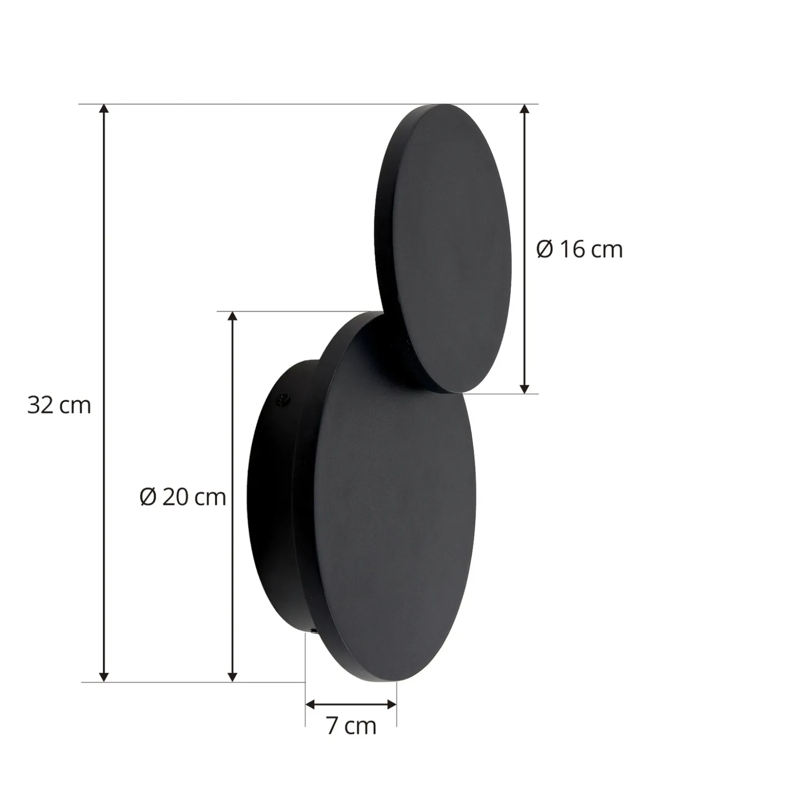 Lucande Aplique de pared LED Elrik, negro, 20 cm de altura, metal