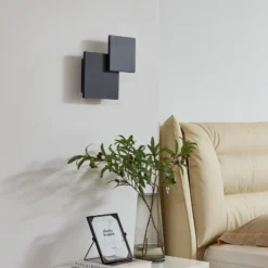 Lucande Aplique de pared LED Elrik, negro, 27 cm de altura, metal