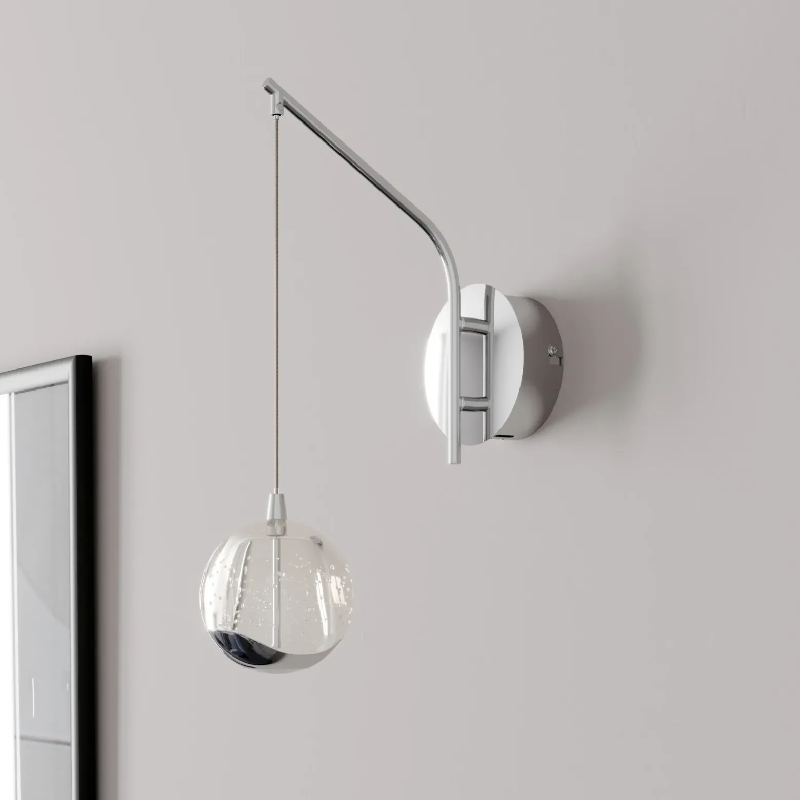 Lucande Aplique de pared LED Hayley, color cromo, cristal, altura 34 cm