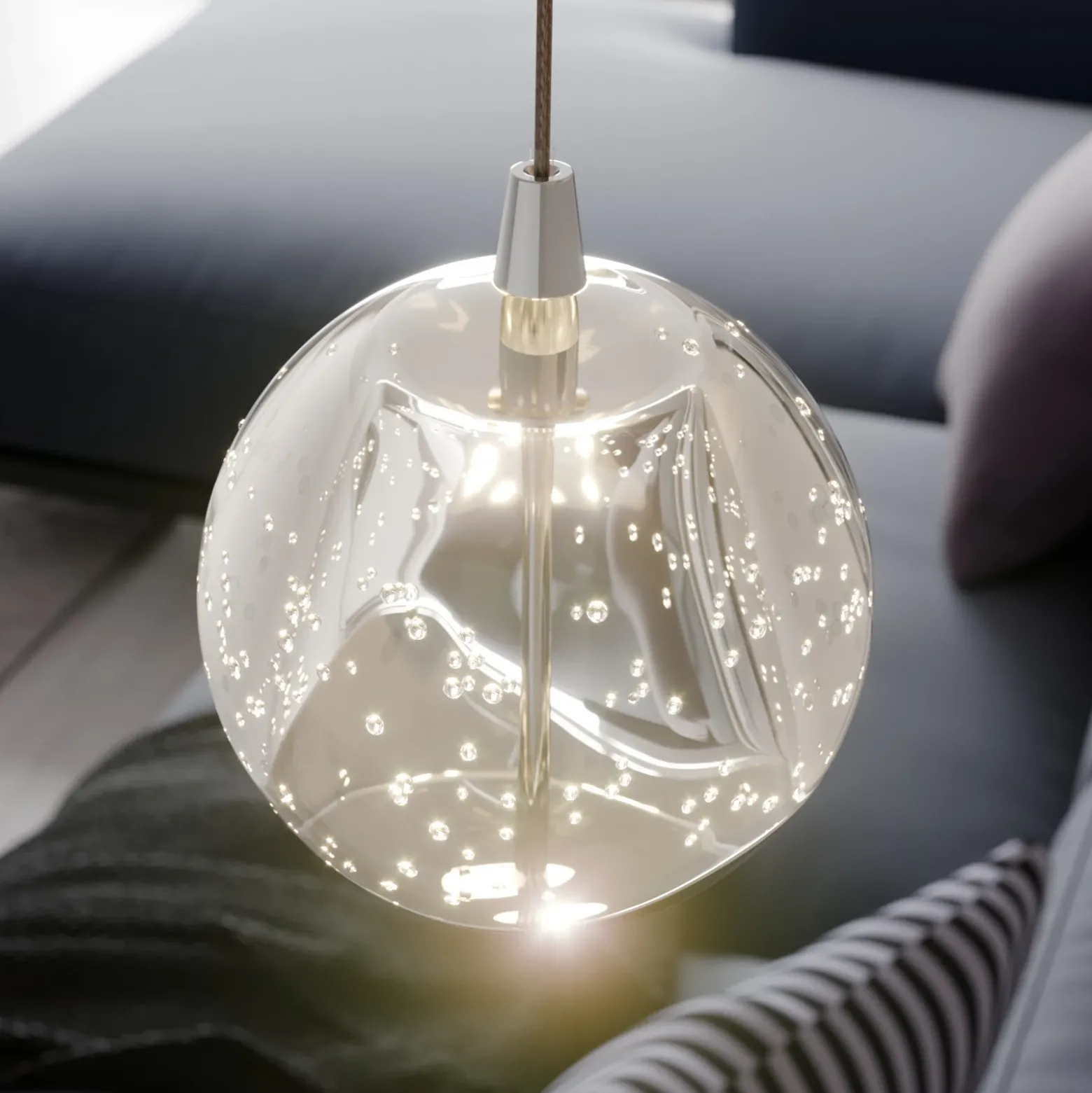 Lucande Aplique de pared LED Hayley, color cromo, cristal, altura 34 cm