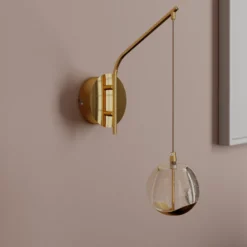 Lucande aplique de pared LED Hayley, color dorado, cristal, 34 cm de altura