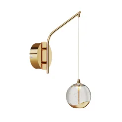 Lucande aplique de pared LED Hayley, color dorado, cristal, 34 cm de altura