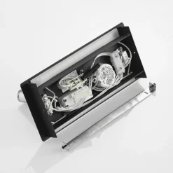 Lucande Aplique de pared LED Kimo, 32 cm, negro, aluminio, USB