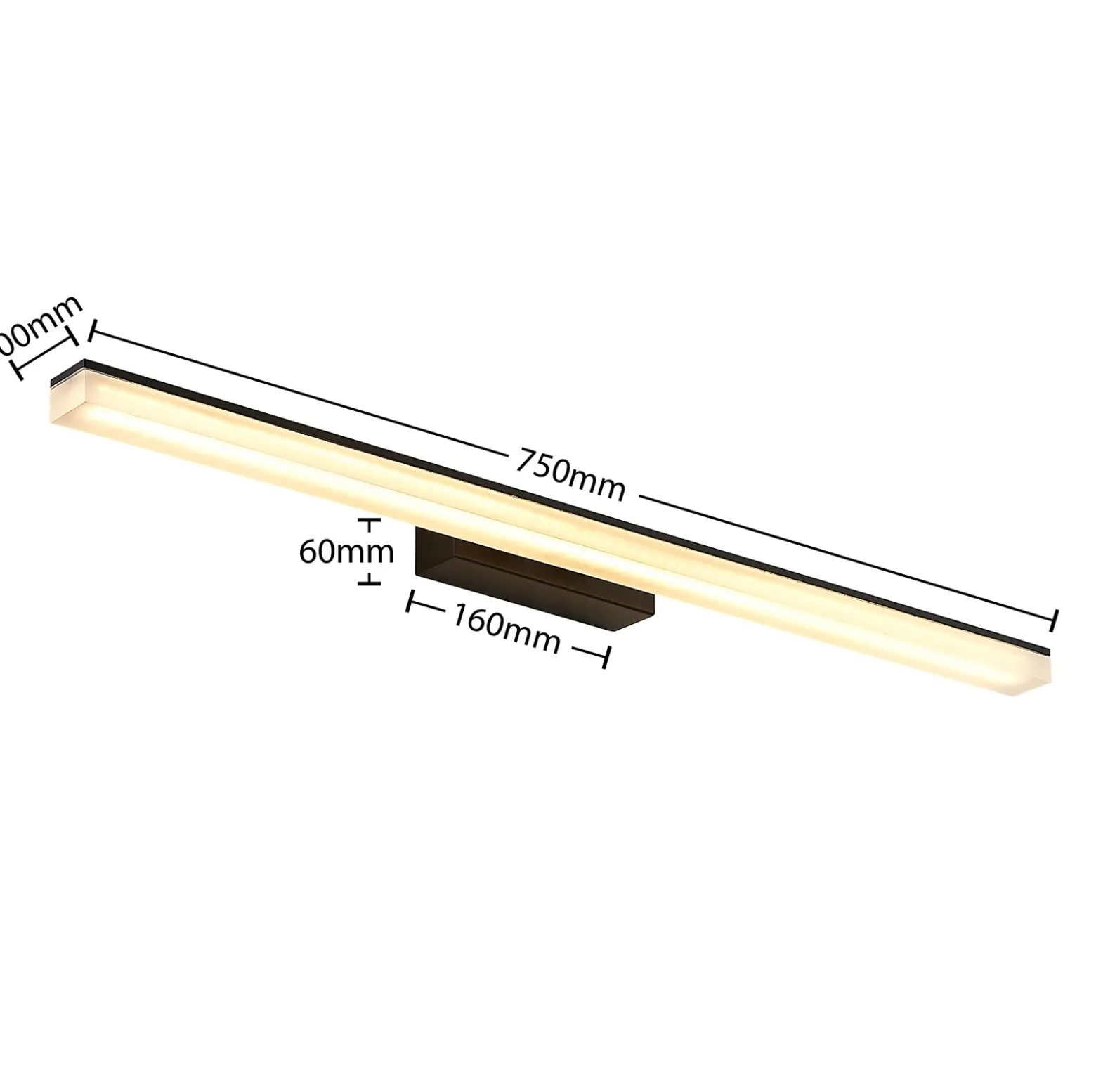 Lucande aplique de pared LED Lisana, horizontal, 75 cm, IP44