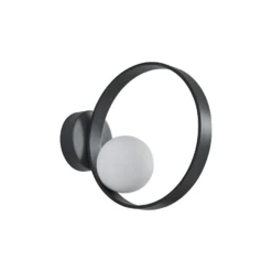 Lucande Aplique de pared LED Luneo, negro/opal, cristal, 30 cm
