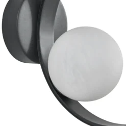 Lucande Aplique de pared LED Luneo, negro/opal, cristal, 30 cm