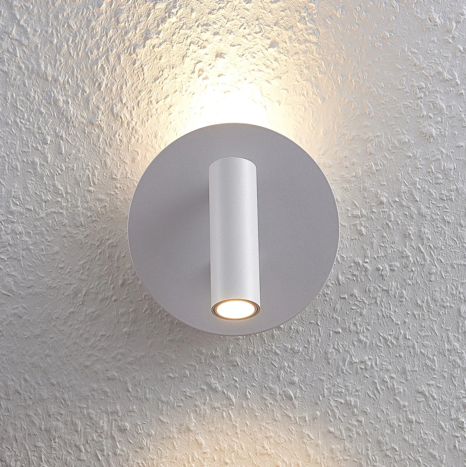 Lucande aplique de pared LED Magya, blanco, 2 luces. redondo