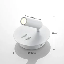 Lucande aplique de pared LED Magya, blanco, 2 luces. redondo