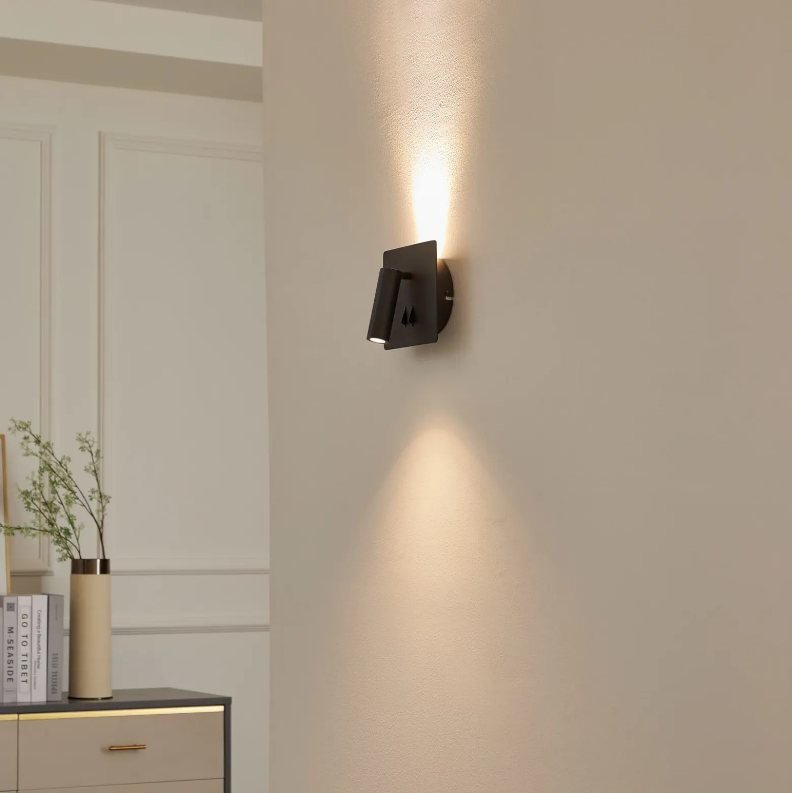 Lucande aplique de pared LED Magya, negro, 2 luces, angular