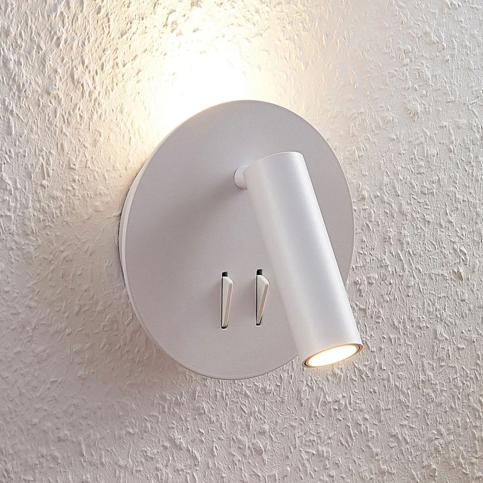 Lucande aplique de pared LED Magya, blanco, 2 luces. redondo